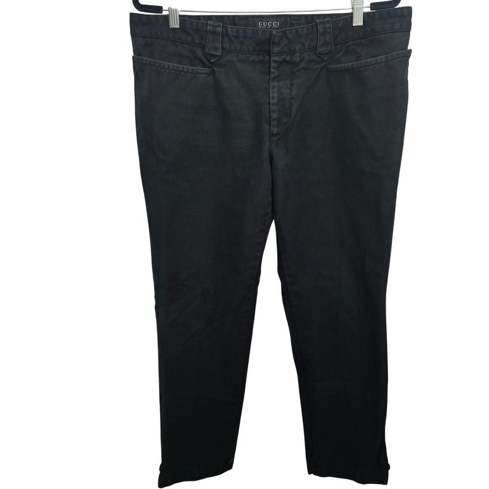 Gucci Mens Black Trousers Made in Italy Size 52 Flat Front Pants